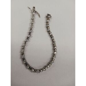 Vintage Dainty Avon Marquise Prong Set CZ Crystal and Silver Tennis Bracelet - 8